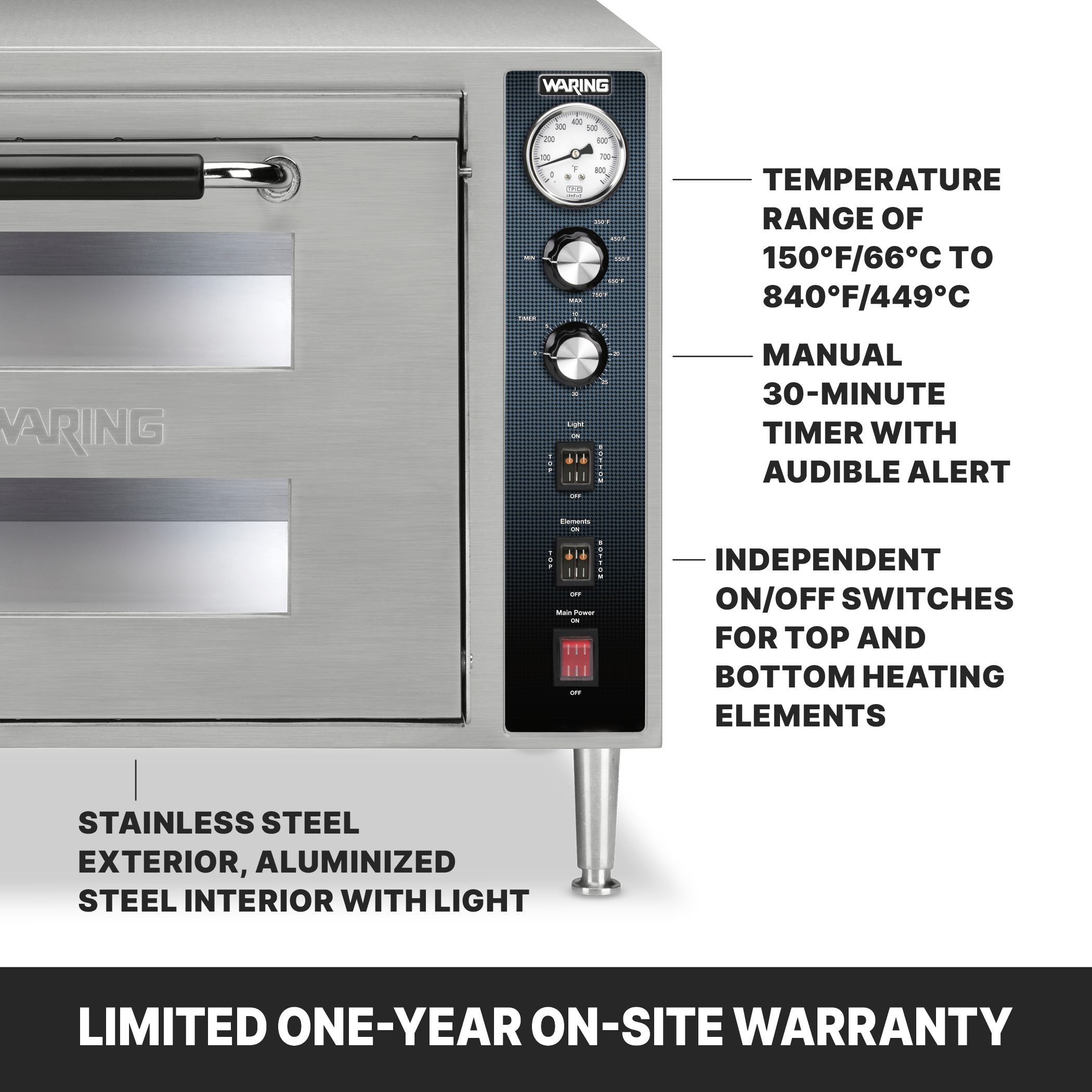 18" Double-Deck Pizza Oven, Single Chamber